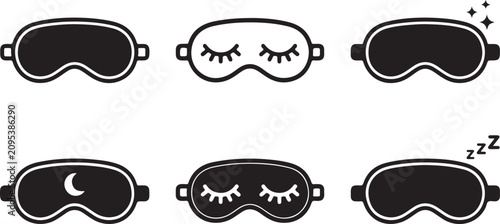 Obraz na plátne Sleeping mask icons with dreamy and zzz symbols Vector