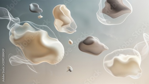 Abstract Background with Soft Fluid Organic Shapes and Translucent Elements