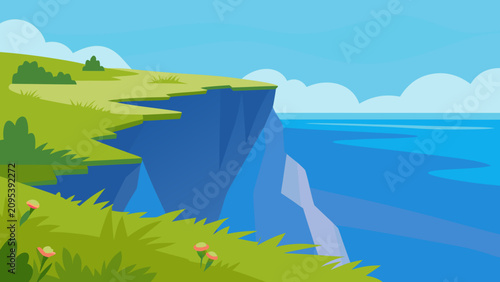 Photography Coastal Cliffs Ocean Flat Vector Landscape