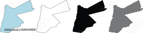 Jordan Country Map Vector Outline Isolated Geographic Shape