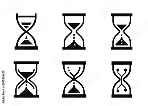 Hourglass Vector Icon Set Depicting Time Passing and Deadline Concepts