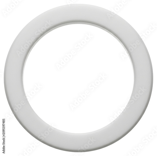 White plastic circular ring hardware component isolated transparent background