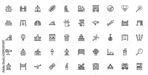 Photography Amusement park icon set