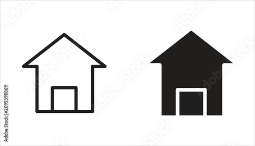 Konstfotografi Collection of house, porch, and roof icons. White background.