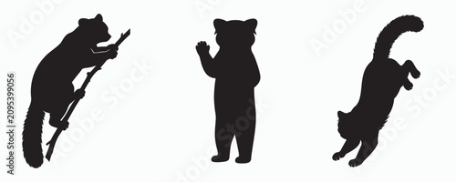 Fotografie Realistic lemur silhouette collection featuring alert, walking, climbing, and sitting poses