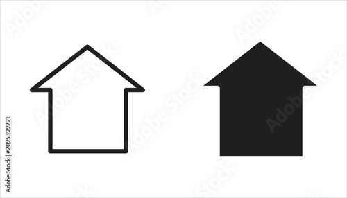 Fotografía Collection of house, porch, and roof icons. White background.