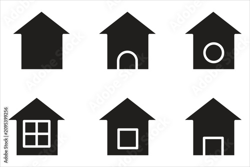 Obraz na płótnie Collection of house, porch, and roof icons. White background.