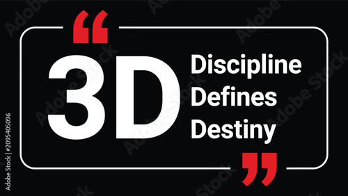 Quadro su tela 3D Discipline Defines Destiny Motivational Typography Design with Modern Minimal