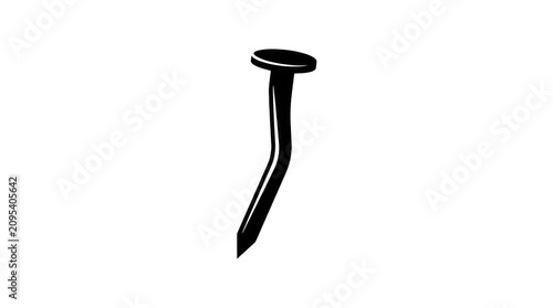 Black bent metal nail icon isolated on transparent background