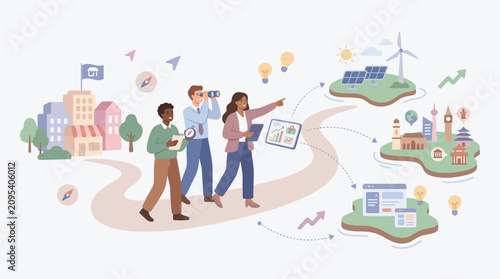 People walking on a path together.