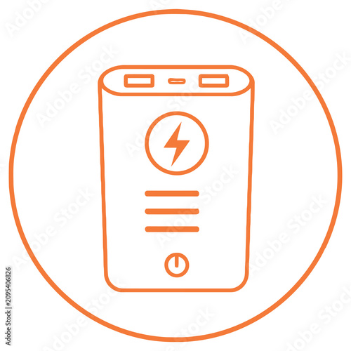 Portable power bank with battery icon on screen