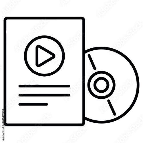 Media player icon and DVD disc on white background