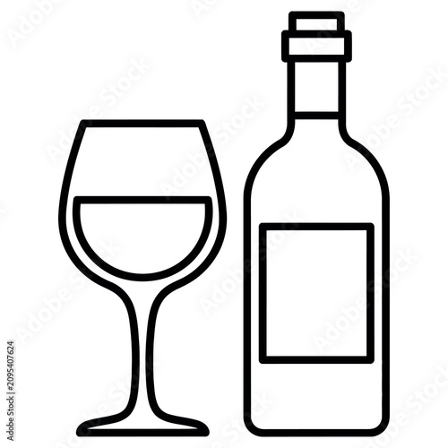 Wine bottle and glass icon