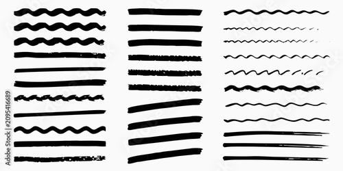 thick black ink brush strokes on white background lines calligraphy swirls hand drawn artistic graphic design vector illustration pattern texture