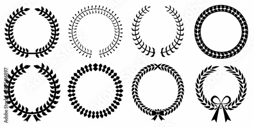Bild auf Leinwand traditional laurel wreath outlines on white background outline award badge silho