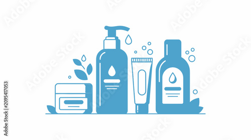 Quadro su tela Set of Natural Skincare Cosmetic Products Bottles and Jars