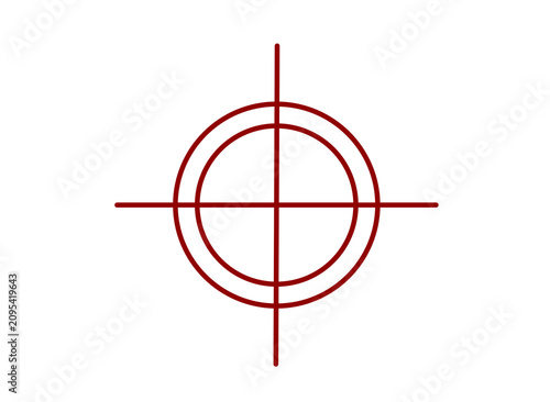 Obraz na plátně Red crosshair target icon on white background, minimalist sniper scope reticle,
