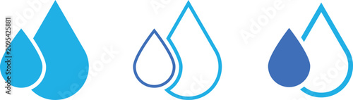Fotografía Water drop trio solid outline and combined designs for liquid concepts