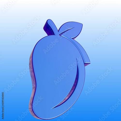 Rotating purple mango fruit 3d motion graphic element for video