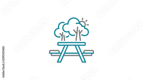 Valokuva Simple line drawing of picnic table.