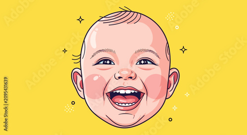 Cuadro en lienzo Smiling Baby Face Closeup Illustration.