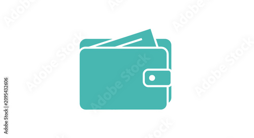 Photos Teal Leather Wallet with Cash.