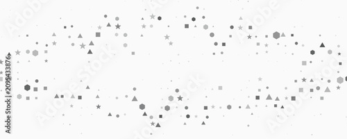 Photos Geometric shapes pattern in grayscale scattered across a white background with s