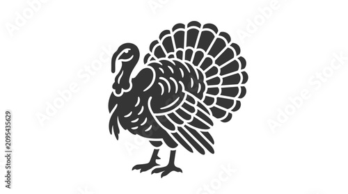 Картината върху платно Black silhouette of a turkey bird.