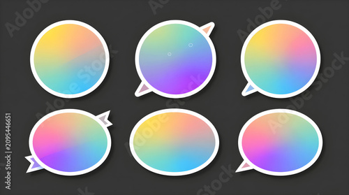 Speech bubbles with soft gradient fills offer a contemporary aesthetic for communication and messaging platforms.
