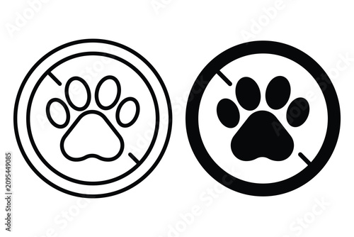 No Pets Allowed Signs with Paw Illustrations