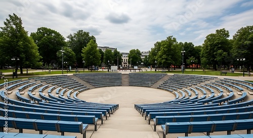 Outdoor Amphitheater with Circular Seating and Green Surroundings.