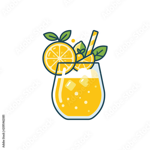 Фотография Refreshing orange juice cocktail with ice.