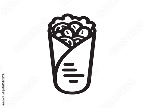 Chicken shawarma icon. Middle eastern food wrap. Fast food vector design.