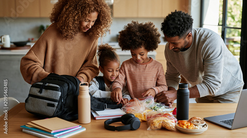 Happy family preparing healthy snacks together at home