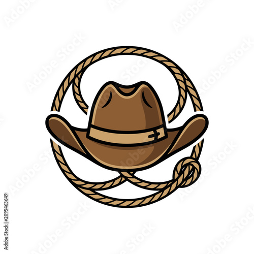Front view cowboy hat with rope loop logo.