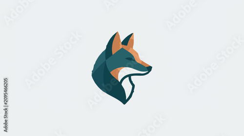 Fotografía Modern geometric fox head vector illustration on white background