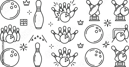 Foto Bowling ball pin strike alley game sport hobby trophy championship award lane re