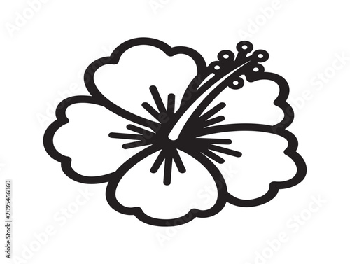 Hibiscus flower icon. Tropical floral line art. Summer nature symbol.