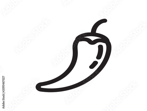 Chili pepper icon. Spicy food outline symbol. Hot vegetable vector art.