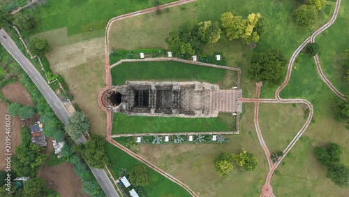 Foto Aerial Drone View of Rani Ki Vav Stepwell, UNESCO World Heritage Site in Patan,