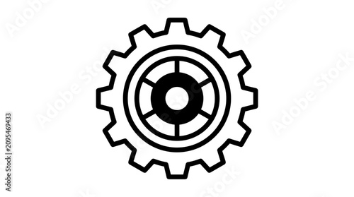 Black gear icon symbol.