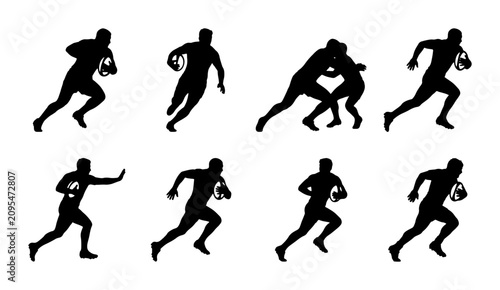 фотографія Rugby Player Silhouettes, Action Poses, Dynamic Sports Figures, Vector Set for A