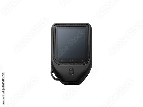 Black Hardware Cryptocurrency Wallet in Protective Case Isolated on White