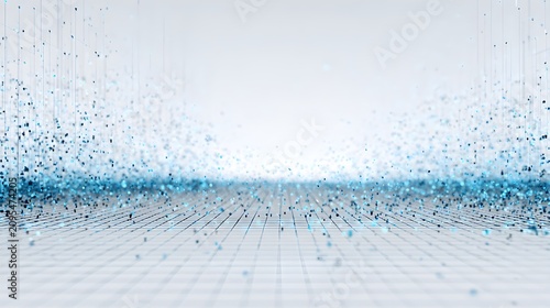 Glowing blue data points in a structured grid with futuristic digital landscape aligned futuristic visualization communication information with technology