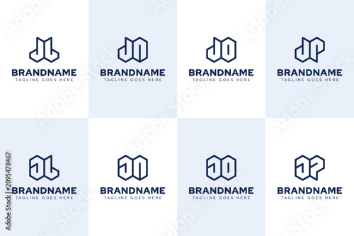 Tableau sur toile Letters JL JN JO JP Geometric Logo Set, for LJ NJ OJ PJ initials