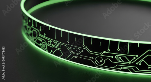 Futuristic Circuit Board Glow Ring With Digital Markings