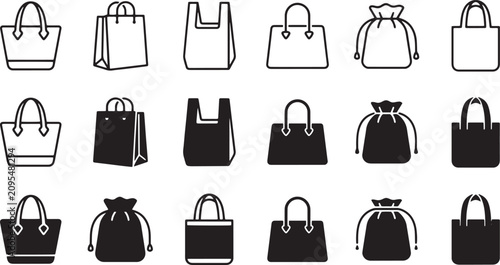 Art & Illustration Diverse Shopping Bag and Sack Icon Collection