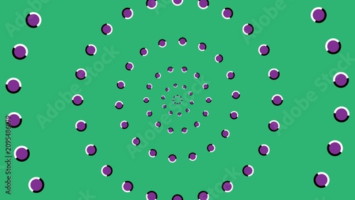 Bild auf Leinwand Hypnotic Optical Illusion Background with Rotating Purple Circles