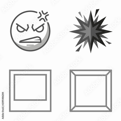 Cuadro en lienzo Angry Emoji Face with Photo Frame Elements