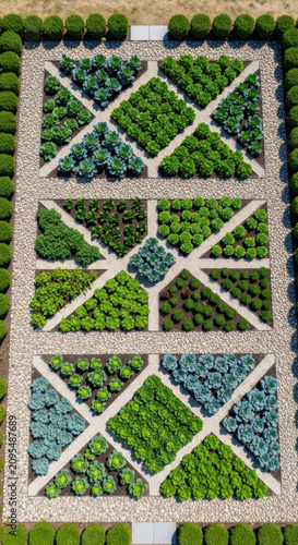 Geometric Greenery Garden Design Viewed From Above
